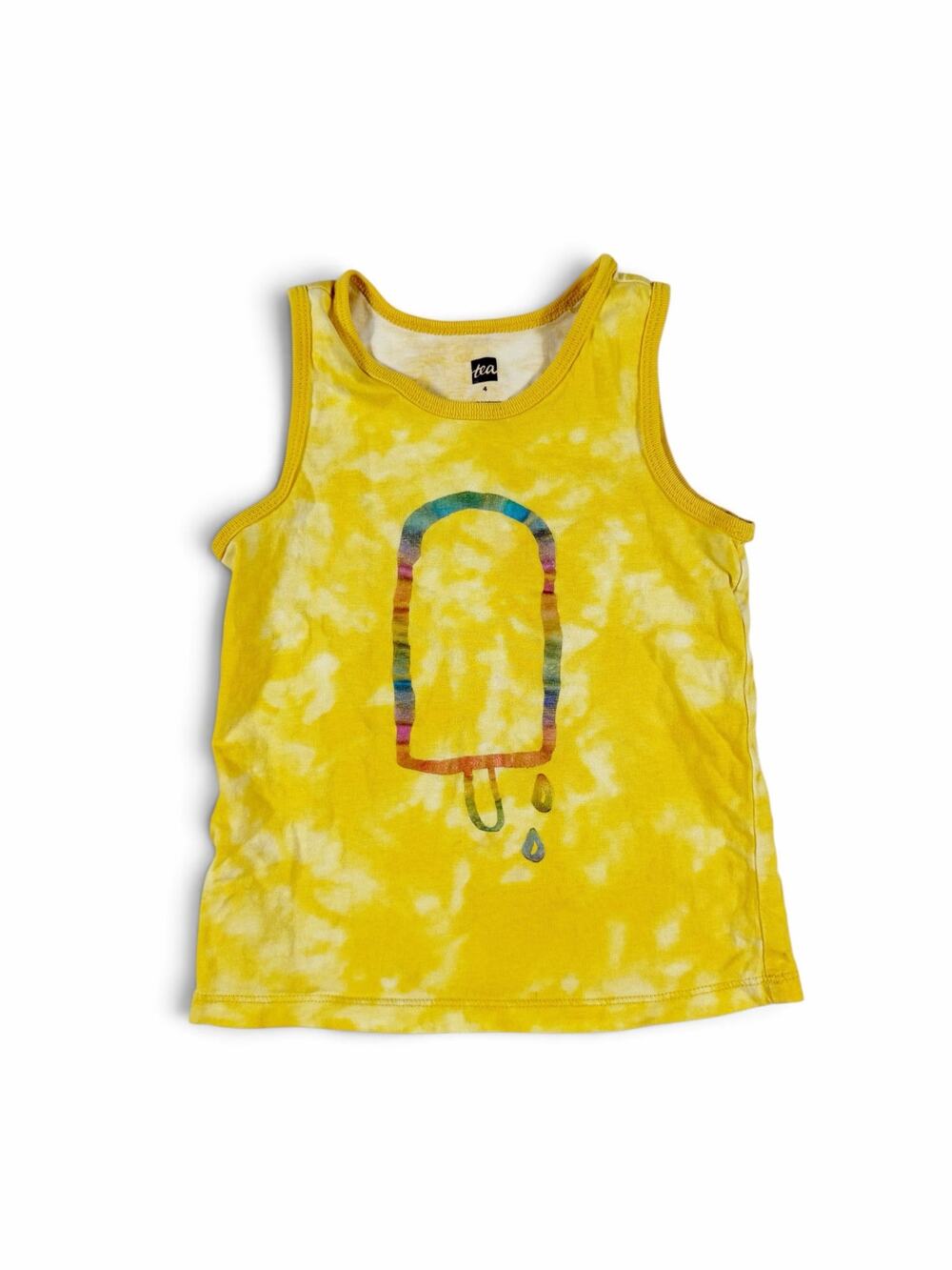 Tea Collection Popsicle Tie Dye Tank Top Yellow Rainbow Girls Size 4